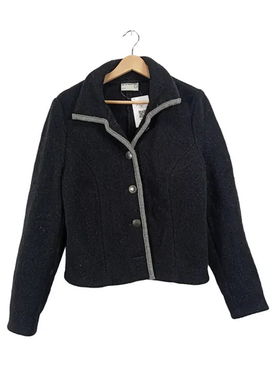 Stapf Damen Trachtenjacke Schurwolle Gr. M/38 Schwarz Grau Austria