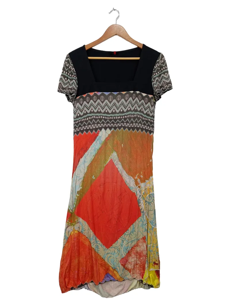 Aventures des Toiles Damen Freizeitkleid Gr. 38 M Mehrfarbig Abstrakt Farbenfroh 1