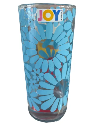 Leonardo Joy Trinkglas 15cm Türkis Blumenmuster Glas Alltag