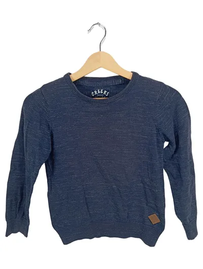 CREEKS Kinder Pullover Gr. 140 Blau Meliert Rundhals Langarm Casual
