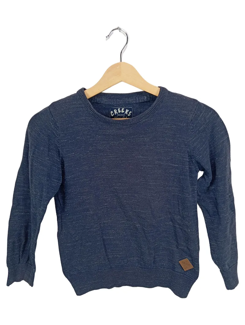 CREEKS Kinder Pullover Gr. 140 Blau Meliert Rundhals Langarm Casual 1
