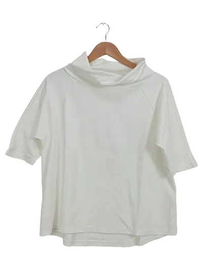 Rick Cardona Damen Shirt Rollkragen Gr. 38 Weiß Viskose Kurzarm