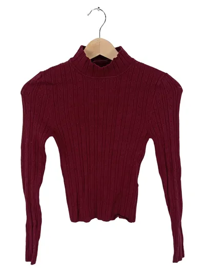Urban Outfitters Damen Rollkragenpullover Rippstrick Bordeaux Gr. S