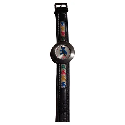 Steiff Kinder Armbanduhr Teddybär Leder Schwarz Casual