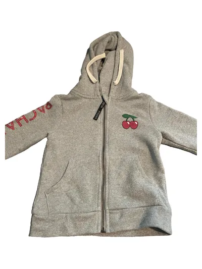 Pacha Ibiza Kapuzenjacke Mädchen Gr. 4 (104) Grau Sweatjacke Kirsche Logo