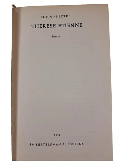 John Knittel Therese Etienne Roman Bertelsmann Lesering