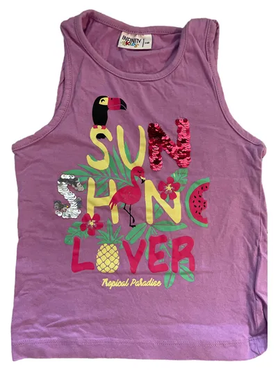 Infinity Kids Mädchen Tank Top Gr. 110 Lila Sommer Motiv Pailletten