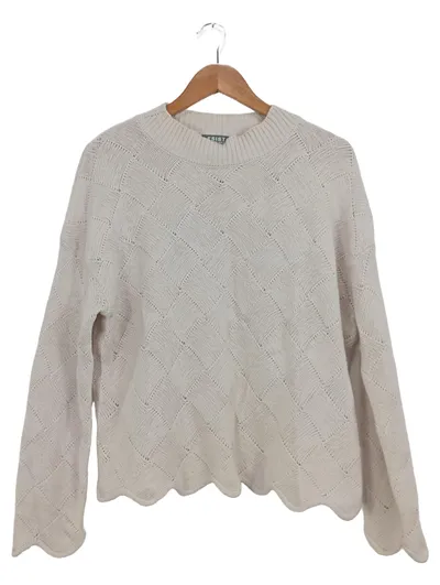 Esisto Damen Pullover L Beige Casual Strukturmuster Wolle