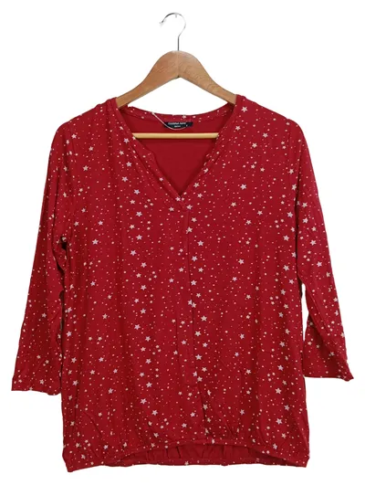 Gianna Mae Damen Bluse S Rot Sterne Casual 3/4-Arm Viskose