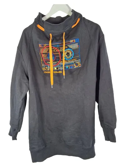 House of Holland Hoodie Kassetten-Design Schwarz Retro Gr. 38/M Damen