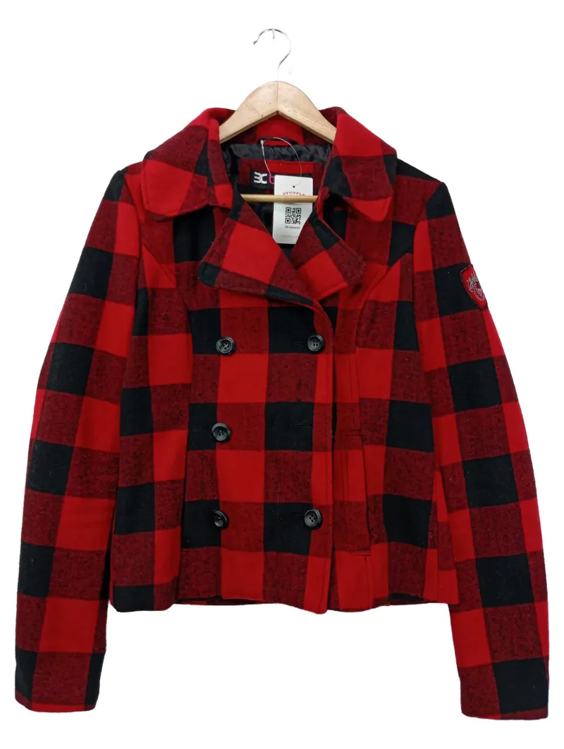 Be Cool Damen Outdoorjacke Holzfällerjacke Kariert Rot Schwarz Gr. M 1