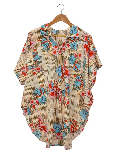Cupshe Bluse Damen Gr. L Blumen Floral Oversized Kurzarm Mehrfarbig