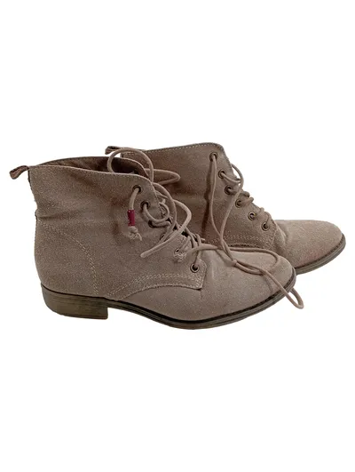 Tamaris Trend Damen Schnürstiefelette Wildleder Beige Gr. 36 Ankle Boots