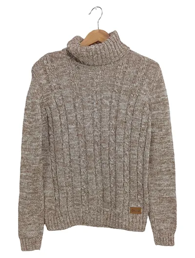 Oxmo Herren Pullover Rollkragen Zopfmuster Beige Meliert Gr. M