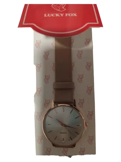 Lucky Fox Damenuhr Damen Quarz Uhr Silber Zifferblatt Lederarmband Casual