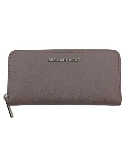 Michael Kors Geldbörse Damen Jet Set Travel Leder Grau Reißverschluss