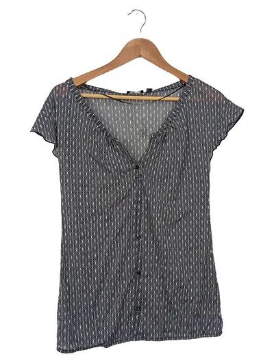 MEXX Damen Bluse Gr. 38/M Mehrfarbig Feminin Grafisch Kurzarm