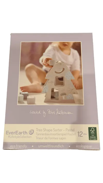 EverEarth Tannenbaum Sortierspiel Pastell Holz Steckspiel ab 12 Monate