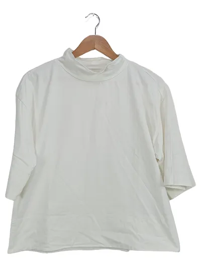 EDC by Esprit Damen T-Shirt Stehkragen Weiß Gr. M 3/4-Arm Baumwolle