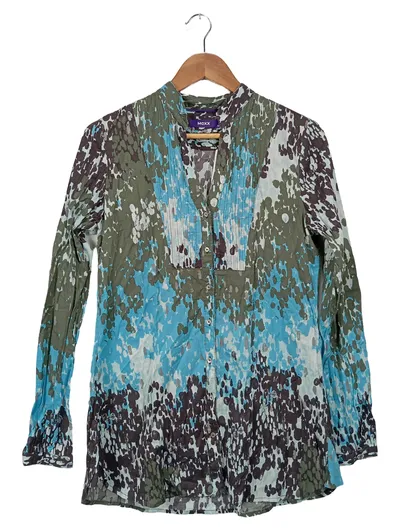 MEXX Damen Bluse Gr. 38 Mehrfarbig Casual Langarm Abstrakt