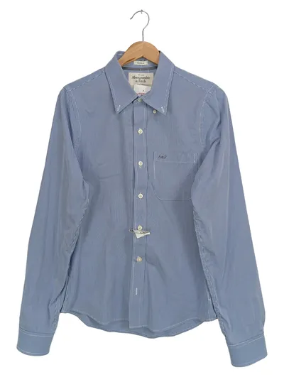 Abercrombie & Fitch Hemd Herren M Blau Kariert Muscle Fit Baumwolle