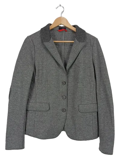 Cinque Damen Strickjacke Blazer Gr. 42 Grau Meliert Leinen Mix Business