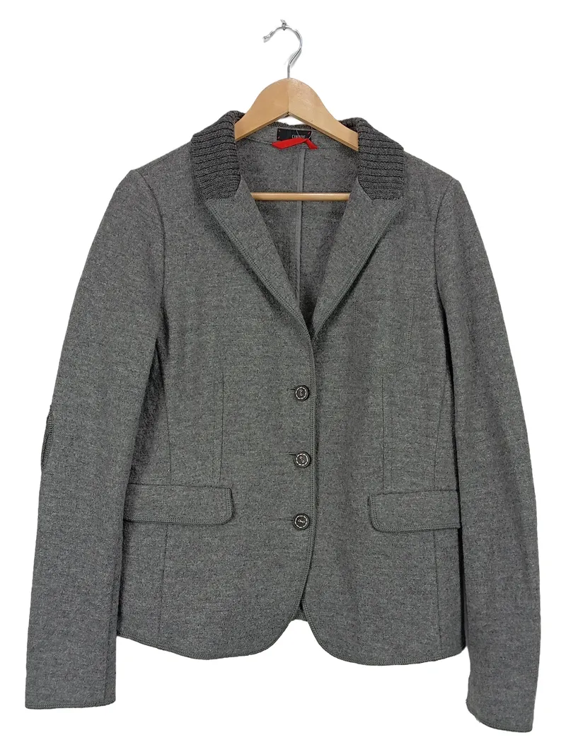 Cinque Damen Strickjacke Blazer Gr. 42 Grau Meliert Leinen Mix Business 1