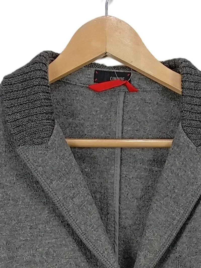 Cinque Damen Strickjacke Blazer Gr. 42 Grau Meliert Leinen Mix Business 3