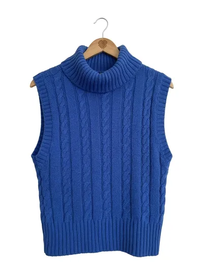 iets frans... Damen Pullunder XS Blau Rollkragen Zopfstrick Casual