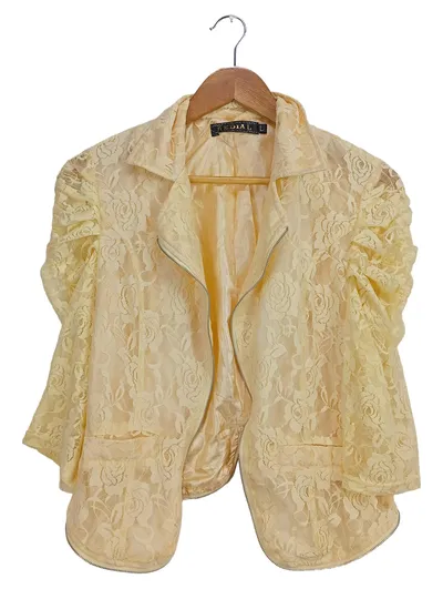 Redial Damen Blazer Gelb Spitze Feminin Gr. 40/L Elegant