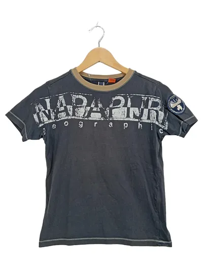 Napapijri Kinder T-Shirt Gr. S Grau Logo-Print Baumwolle Streetwear