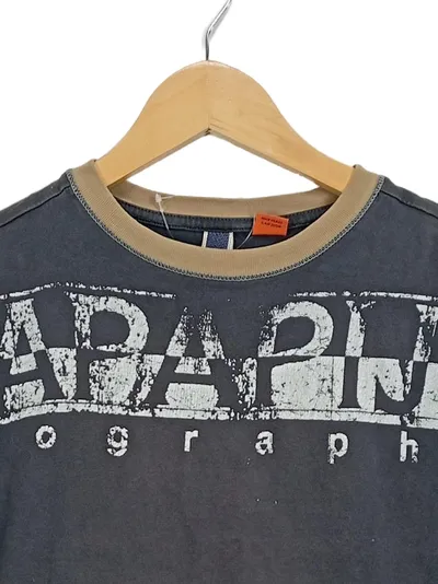 Napapijri Kinder T-Shirt Gr. S Grau Logo-Print Baumwolle Streetwear