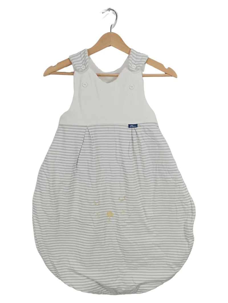 ALVI Baby Schlafsack Gr. 80/86 grau weiß gestreift Baumwolle 1