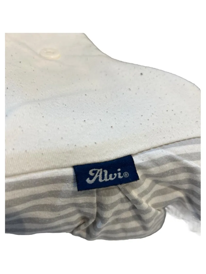 ALVI Baby Schlafsack Gr. 80/86 grau weiß gestreift Baumwolle 3