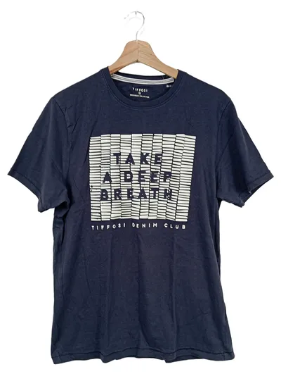 Tiffosi Herren T-Shirt Gr. M Blau Take A Deep Breath Denim Club