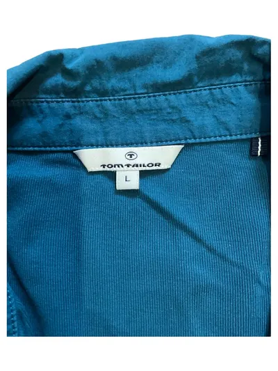 Tom Tailor Damen Poloshirt Langarm Uni Petrol Gr. L 42 Baumwolle