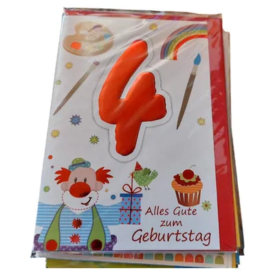 Geburtstagskarte 4. Geburtstag Kinder Clown Alles Gute Grußkarte
