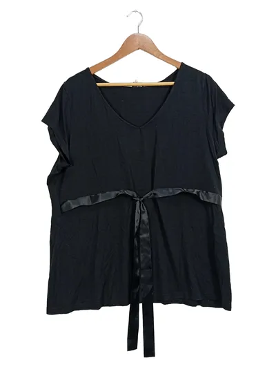 BPC Damen Bluse Schwarz Gr. 48 mit Gürtel Viskose Feminin