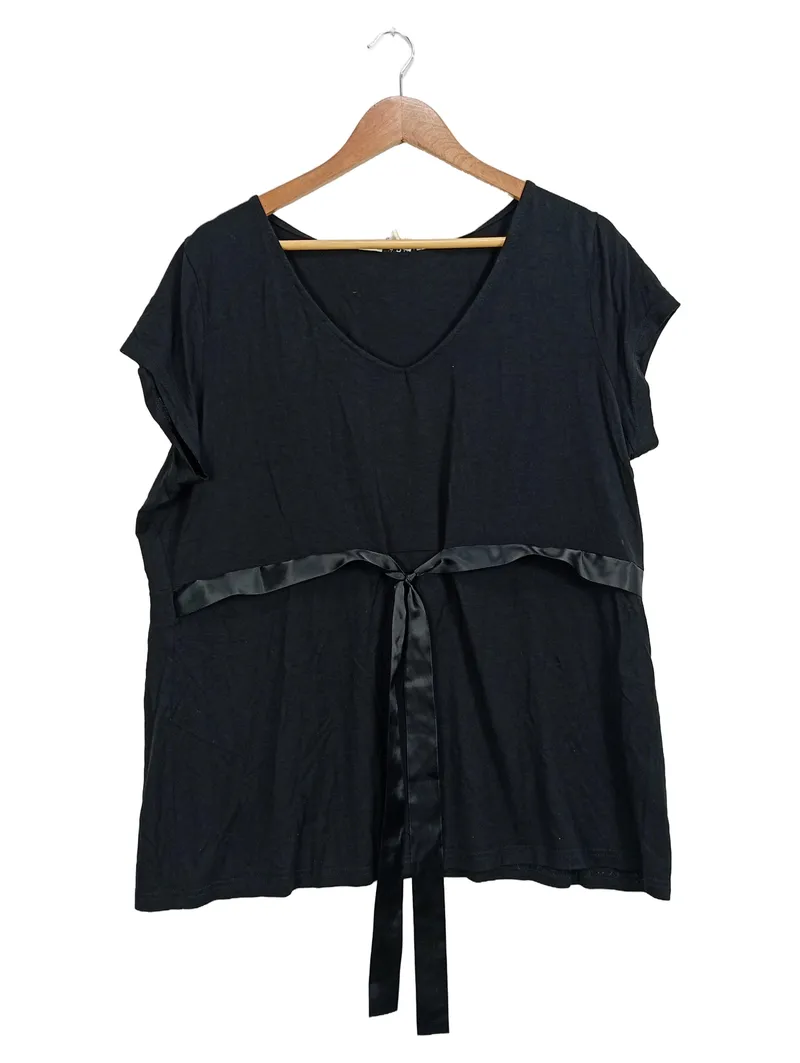 BPC Damen Bluse Schwarz Gr. 48 mit Gürtel Viskose Feminin 1