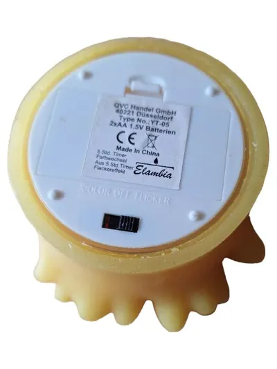 Elambia LED Kerze Gelb mit Flackereffekt & Timer Batteriebetrieben