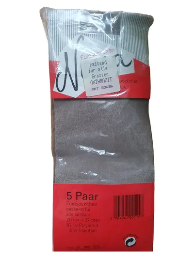 NENA Feinsöckchen 5 Paar Anthrazit One Size Damen Socken Casual