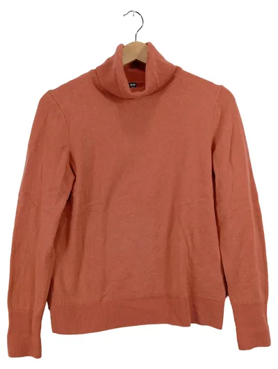 UNIQLO Damen Kaschmir Rollkragenpullover Orange Gr. M Basic Pullover