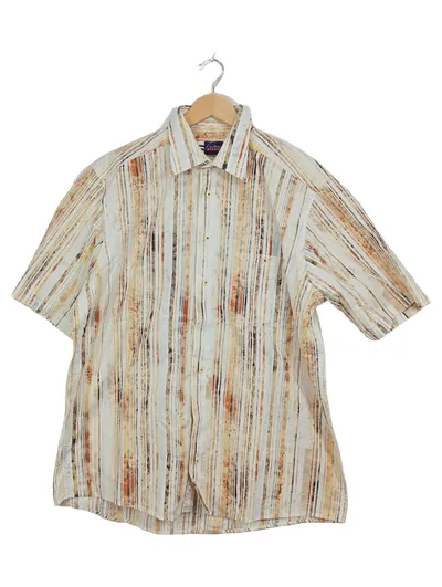 Casa Moda Sports Herren Kurzarm Hemd Gr. L/41-42 Gestreift Beige