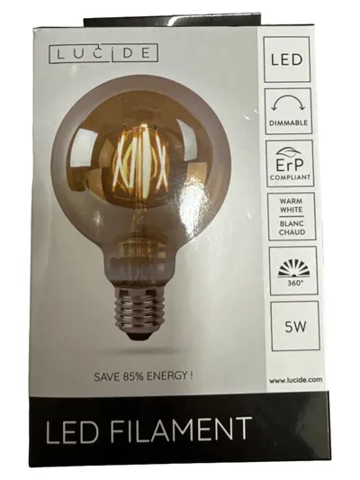 Lucide LED Filament Leuchtmittel Dimmbar Warmweiß 5W E27 Transparent