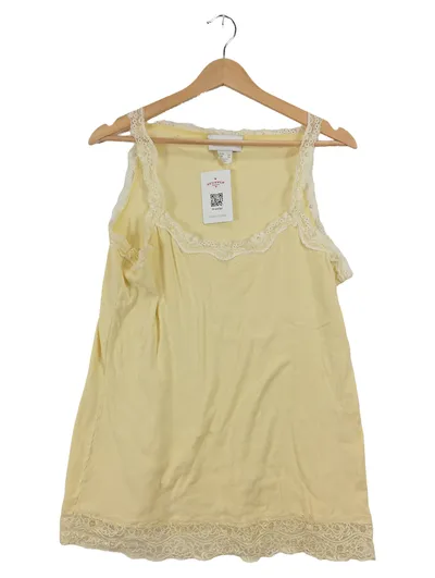 Amy Vermont Damen Unterhemd Top mit Spitze Gelb Gr. 48 Baumwolle