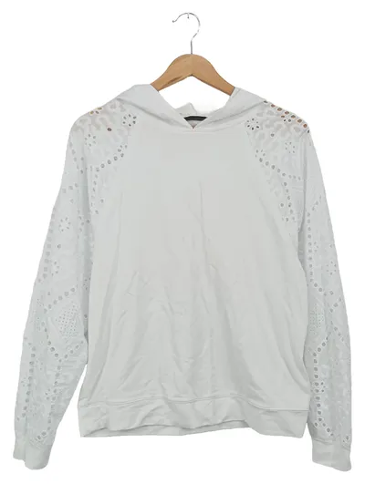 Le Comte Damen Kapuzenpullover Gr. 36/S Weiß Lochmuster Baumwolle