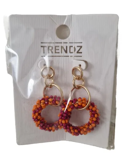 TRENDZ Damen Ohrringe Modern Mehrfarbig Perlen Creolen Schmuck