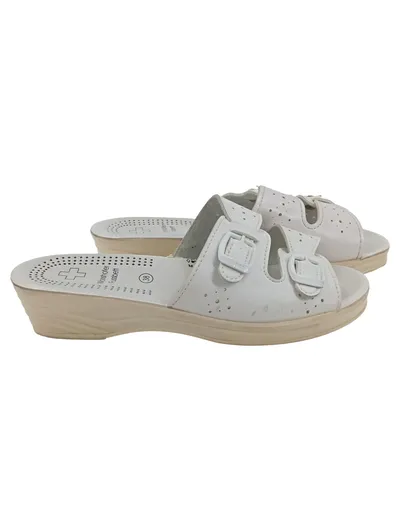 Politan Damen Pantolette Sandale Gr. 38 Beige mit Schnallen