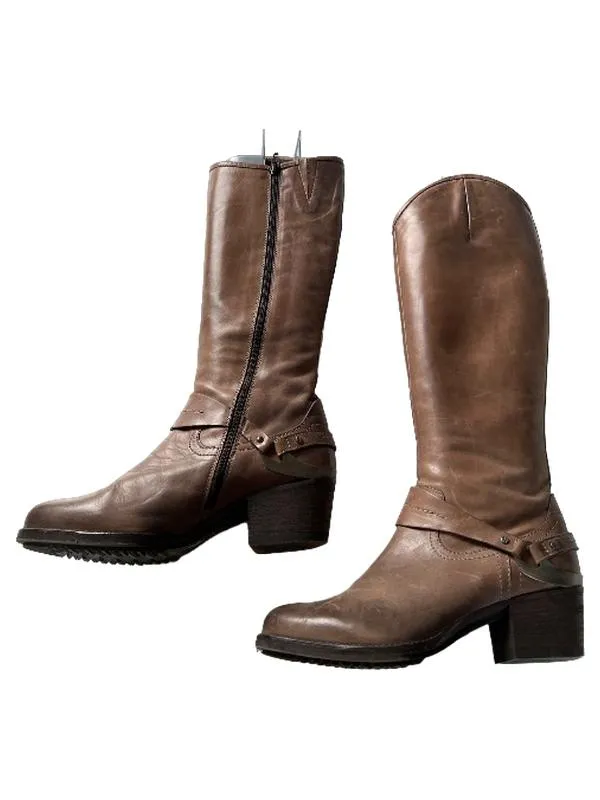 Donna Carolina Stiefel Damen Leder Braun Reißverschluss Größe 37 1