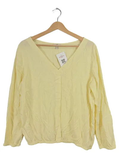 EDC by Esprit Damen Bluse Langarm Gelb Punkte Gr. L 40 Viskose